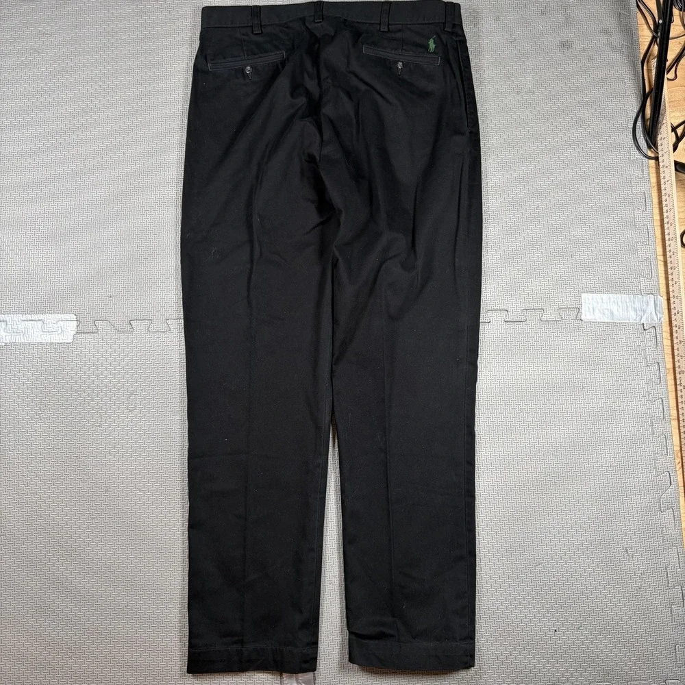 VTG Polo Ralph Lauren Pants Mens 36x34(33) Black Ethan Pleated Relaxed Old Money